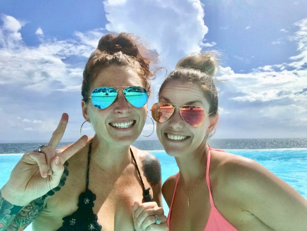 Kelly and Kareena at Puerto Bahia Pool