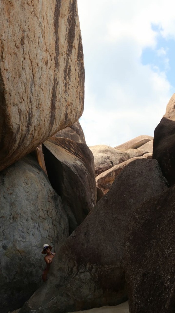 view from inside the boulder at the baths in virgin gorda bvi