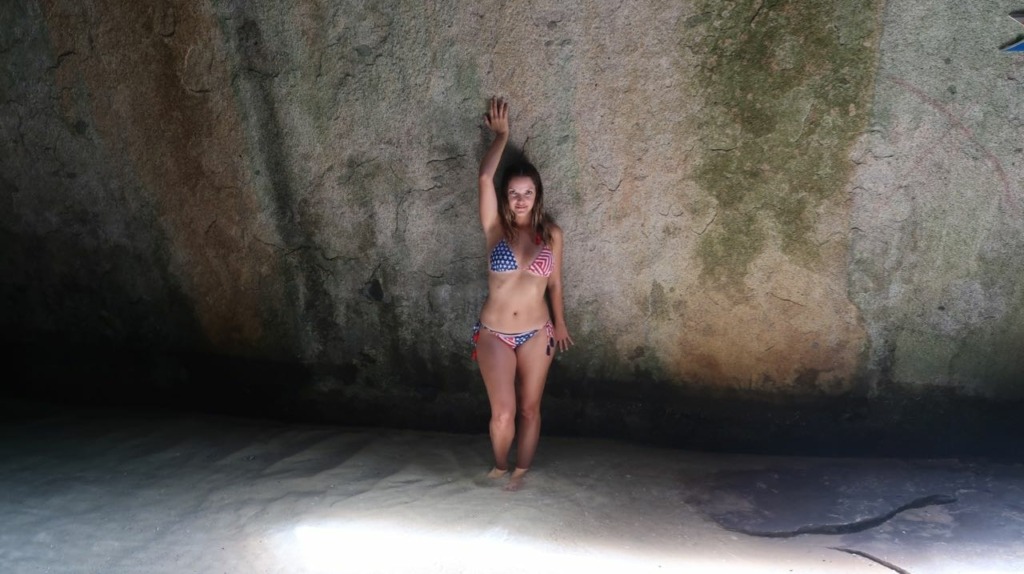 Kelly doing her best swimsuit model pose in The Baths, British Virgin Islands