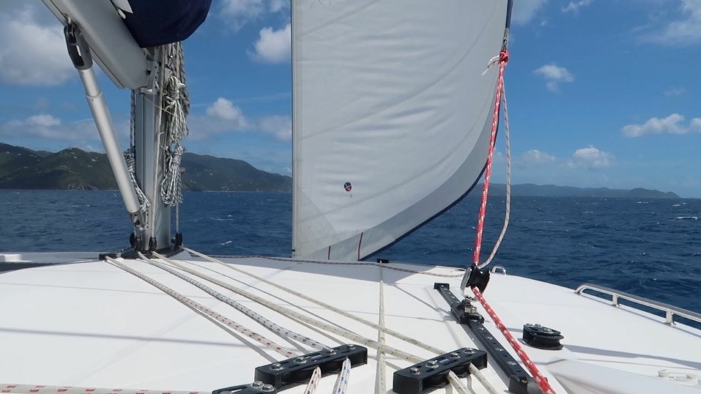 view from cockpit of leopard 45 catamaran