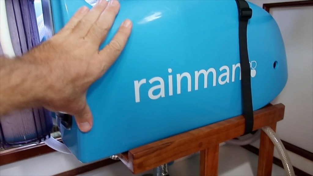 rainman water maker pressure unit installed in sailboat bathrom